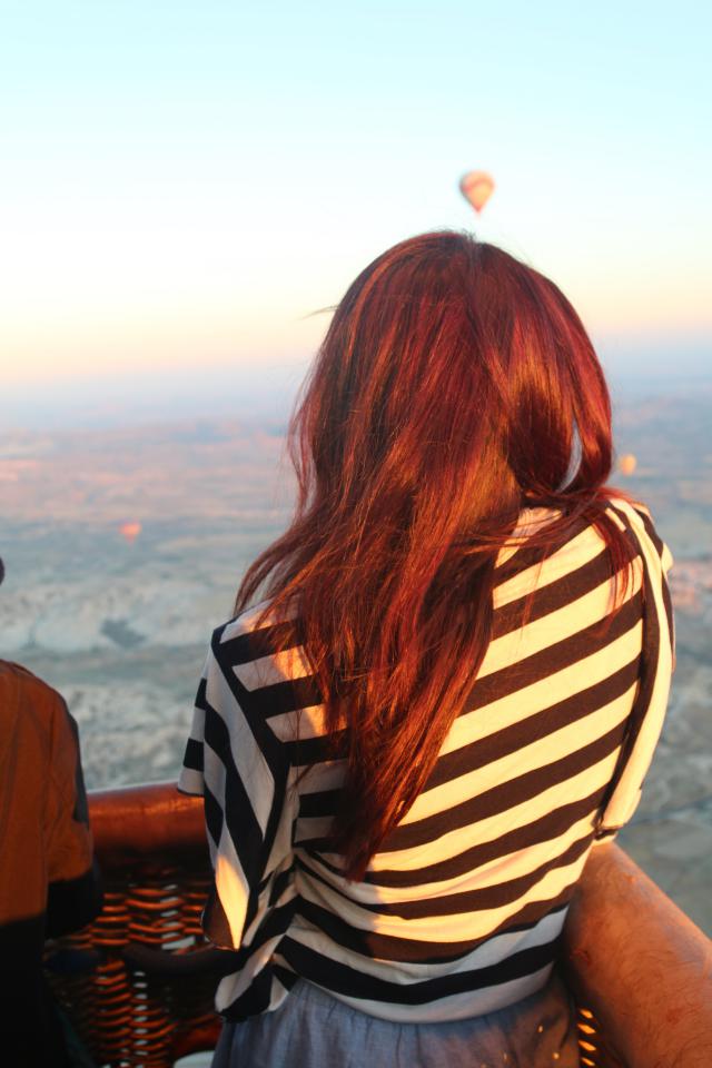 Beautiful Madi taking hot air balloon ride
