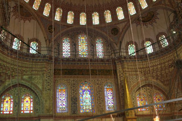 Hand-painted glass windows hagia sophia and blue mosque