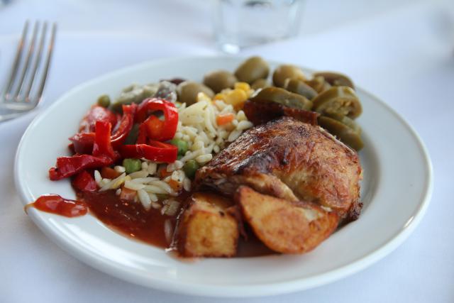 Roasted chicken and rice for lunch