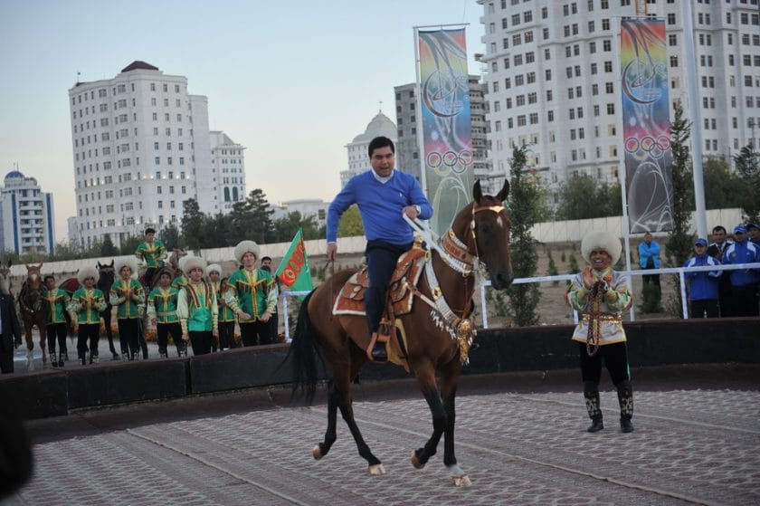 Turkmenistan President on horse in Askabat, Amazing Facts About Turkmenistan