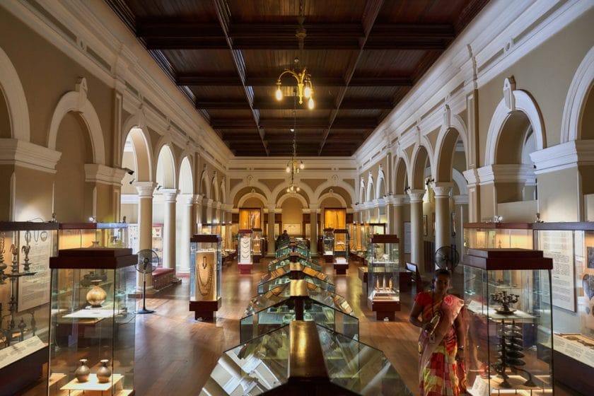 Historical artifacts inside the Sri Lanka National Museum