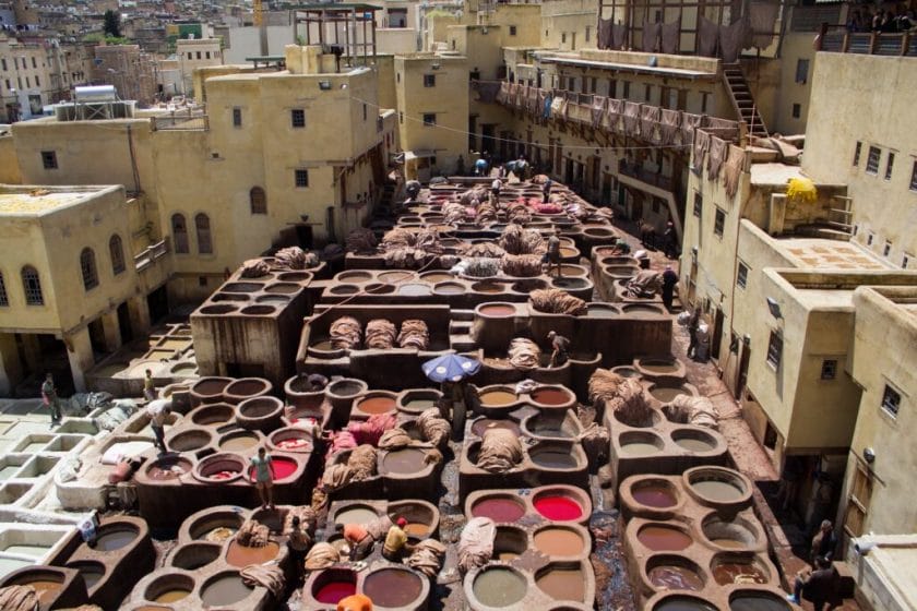 Tanneries in Morocco utilize traditional methods for treating leather