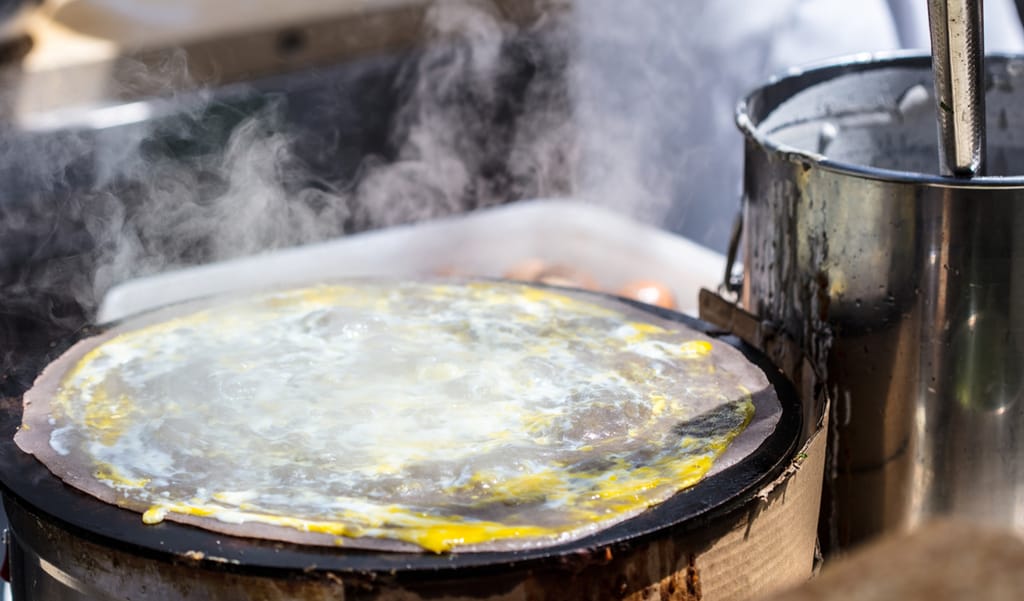 Chinese crepes or Jianbing in Tai o Fishing Village