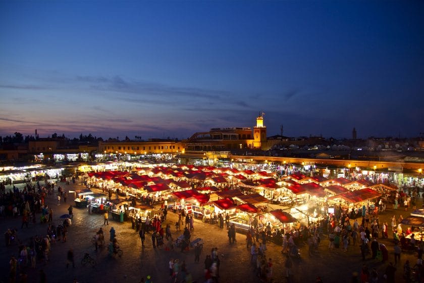 Marrakech Djemaa El Fna main square is one of the most popular places to visit in Morocco