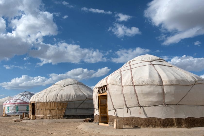 Yurts of Ayaz-Kala tourist camp in Karakalpakstan, Uzbekistan