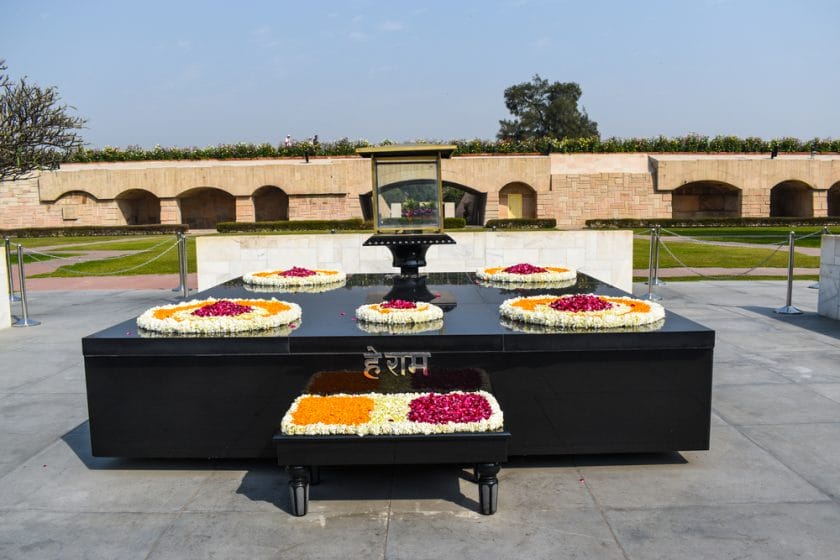 Raj Ghat memorial dedicated to Mahatma Gandhi in Delhi, India