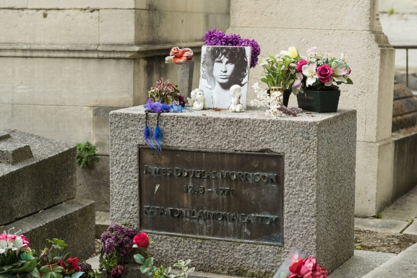 Jim Morrison's grave in the Pere Lachaise Cemetery